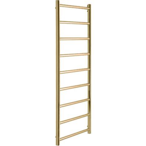 Manissa Selby  Brushed Brass Heated Towel Rail 500mm W x 1000mm H Central Heating Bathroom Towel Radiator