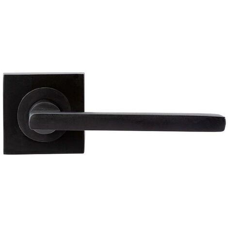 manivela con roseta cuadrada de 50x50 mm, de aluminio, modelo rental y acabado negro mate