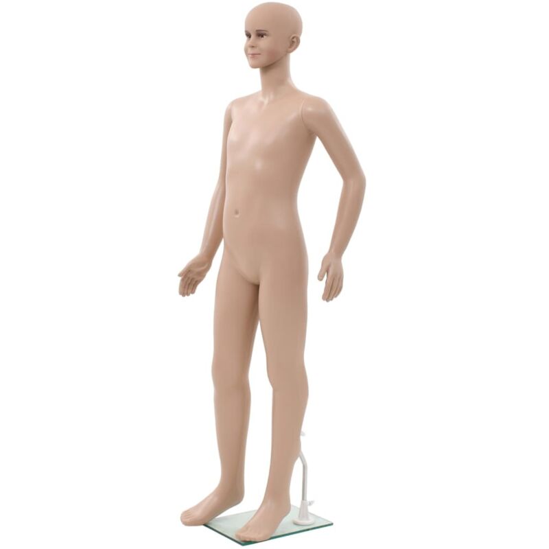 Mannequin enfant corps complet avec base verre Beige 140 cm Vidaxl