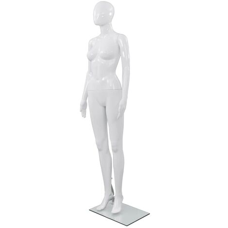 Mannequin femme corps complet base | Mannequin de Couture Buste Décoratif de Femme verre Blanc brillant 175 cm 58558 - Blanc