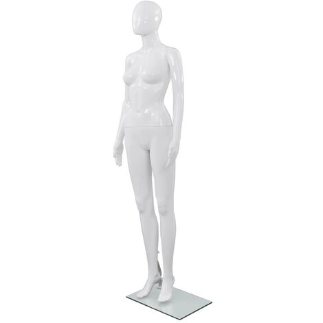 Mannequin femme corps complet base verre Blanc brillant 175 cm