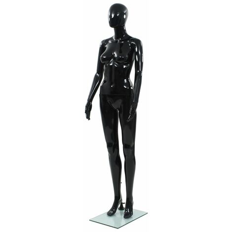 Mannequin femme corps complet base verre Noir brillant 175 cm