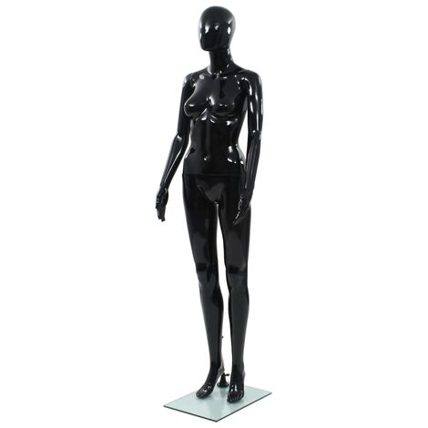 Mannequin femme corps complet base verre Noir brillant 175 cm - Noir
