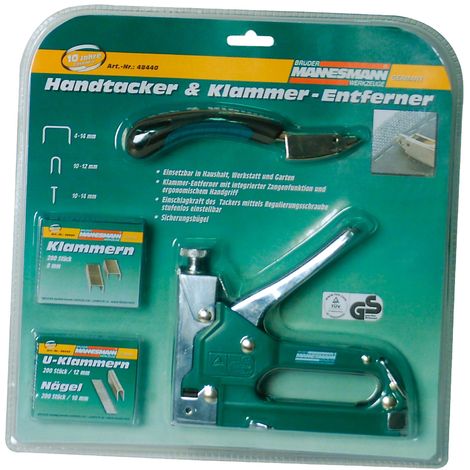 Mannesmann 48440 Set agrafeuse manuelle Avec agrafes, clous et dégrafeuse Import Allemagne