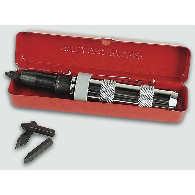 Brüder Mannesmann - Tournevis à chocs dans une boîte en métal avec 4 embouts - Mannesmann M179