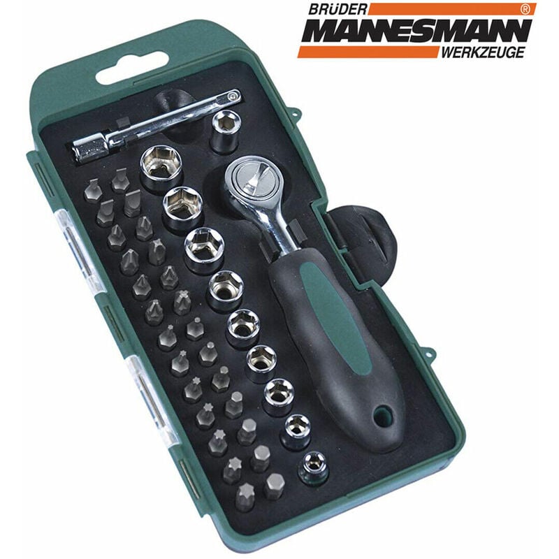 

MANNESMANN M29891 - Juego de puntas y llaves vaso con llave de 1/4", 38 piezas