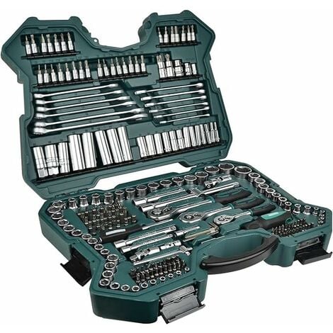 BRÜDER MANNESMANN Mannesmann M98430 - Custodia con chiavi a bussola e altri strumenti (215 pezzi, dimensioni: 12x36x51 cm)