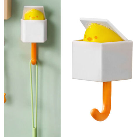 ManoMano: Selbstklebender Kleiderhaken aus ABS-Kunststoff, Schlüsselanhänger & Bekleidung, Design: Kleines gelbes Huhn, Schwarz, Nagelfreier Aufkleber, Tragkraft: 1,5 kg, Maße: 10,5 x 5 cm, Multifunkt