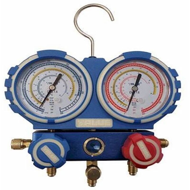 Manometer analyzador 2 roads anticoliscion 68MM with visor R22, R404A, R407C, R134A