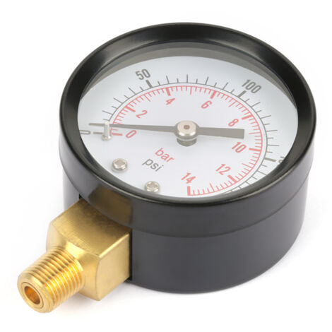 Manometer für Flüssigkeiten (Wasser, Luft, Öl) – 0–14 bar / 0–200 PSI – 1/8"-NPT-Anschluss – Industriepräzision