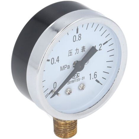 Manometer mit 1/4-Zoll-NPT-Anschluss, transparentem Zifferblatt, 2,5 mm Genauigkeit, Edelstahlgehäuse für Luft, 0–1,6 MPa