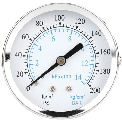 Manometer mit Doppelskala 0–14 kg/cm² 0–200 psi, 1/8 NPT-Anschluss hinten