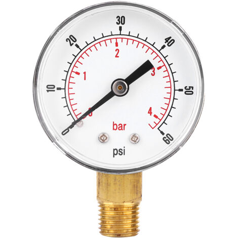 Manomètre 50mm filetage laiton 1/4 BSPT pour carburant air huile gaz eau (0-60 PSI 0-4 bar)