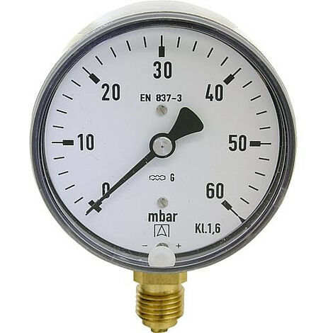 manometre a capsule KP 63.1 DN8 1/4" radial 0-25mbars