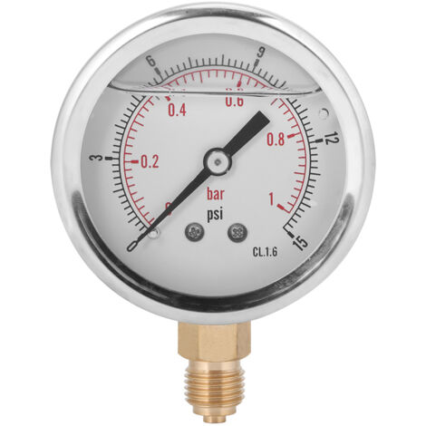 Manomètre à huile radial PGG604-1bar 1/4 BSP Y60 pour industrie chimique et machines