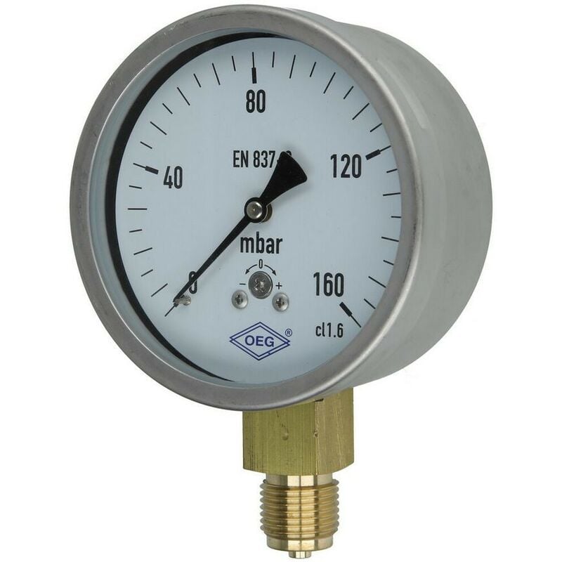 Manomètre à ressort avec capsule, gaz 0 - 160 mbar