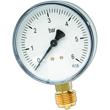 Manomètre à tube de Watts pour raccord inférieur d= 80 mm, 1/2 0 - 10 bar