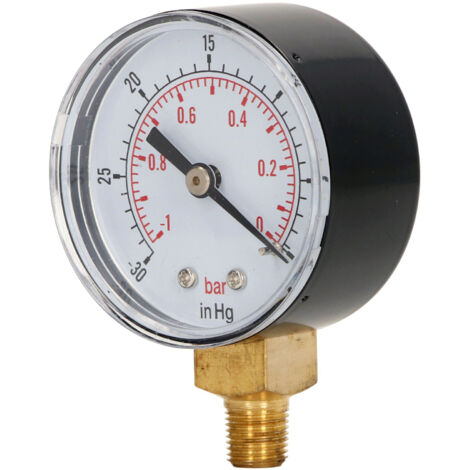 Manomètre à vide en laiton 1/8 BSPT, étanche pour fluides hydrauliques et lubrifiants