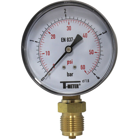 Manomètre ABS à cadran sec RADIAL Mâle 1/2" (15/21) - Ø80 - 0 à 4 bar - Sferaco
