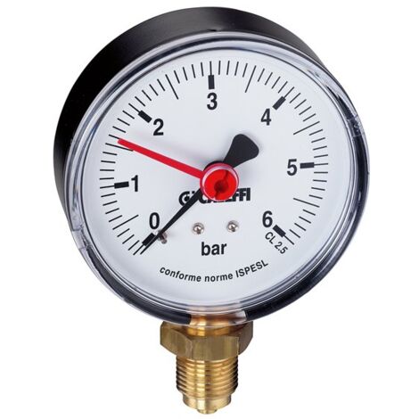 Manomètre Bar 0-4 avec connexion 1/4" et positionnement radial Caleffi 557304 1/4" - 0-4