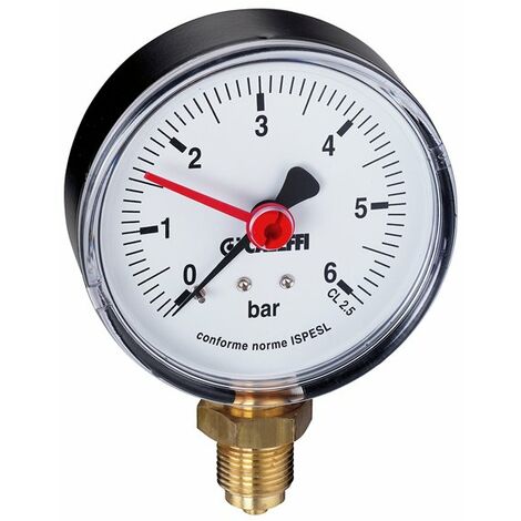 Manomètre Bar 0-6 avec connexion 1/4" et positionnement radial Caleffi 557306 1/4"