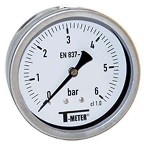 Manomètre boitier inox à bain de glycérine AXIAL Mâle 1/2" (15/21) - Ø100 - Pression 0 / 1.6 bar - Sferaco