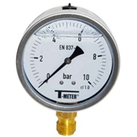 Manomètre boitier inox à bain de glycérine RADIAL Mâle 1/2" (15/21) - Ø100 - Pression 0 / 250 bar - Sferaco