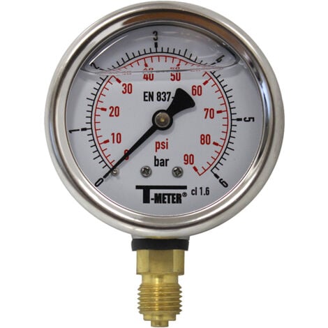 Manomètre à bain de glycérine 0-6 bars - Ø63 - Radial de T-meter