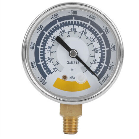 Manomètre chauffage central 0-14 psi – Acier inoxydable 304 – Connecteur NPT 1/8 pouces – Lecture facile des valeurs de pression - 0-14psi