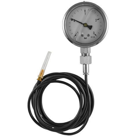 Manomètre chauffage central 2m – Plage de mesure -1 à 3 bar – Pression max – Filetage plomberie G1/4 – JBM53489