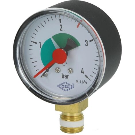 Manomètre de chauffage 1/4’’ 0-4 radial 50 mm