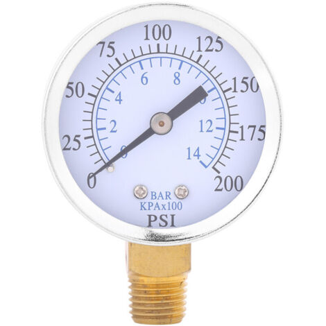 Manomètre de pression de compresseur d'air / manomètre hydraulique 1/4" NPT 0-200 PSI 0-14 bar