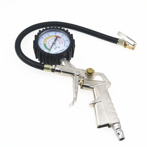 Manomètre de Pression de Pneus Haute Précision avec Pistolet de Gonflage - Jauge de Contrôle et de Gonflage pour Auto, Moto, Scooter