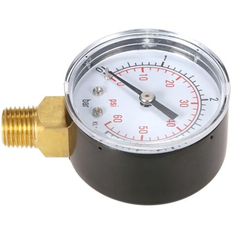 Manomètre de pression d'eau pour filtre de piscine 50 mm, manomètre hydraulique, filetage NPT 1/4"