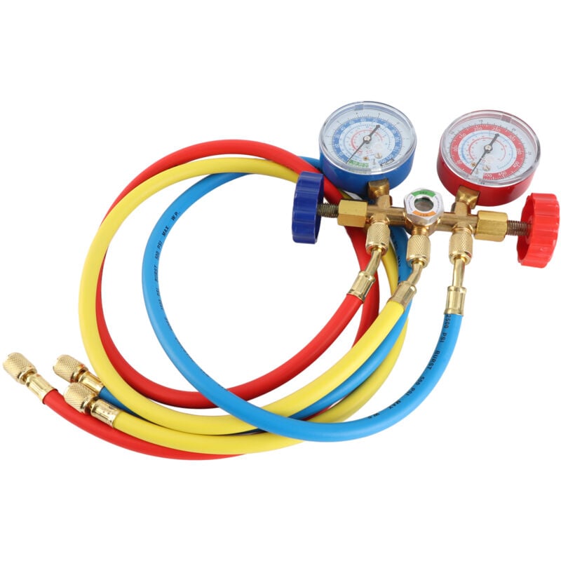 Kkmoon - Manomètre de Réfrigérant pour Climatisation - Tuyaux de Chargement de Réfrigérant avec Manomètre, Compatible avec R12, R22, R404A, R134A