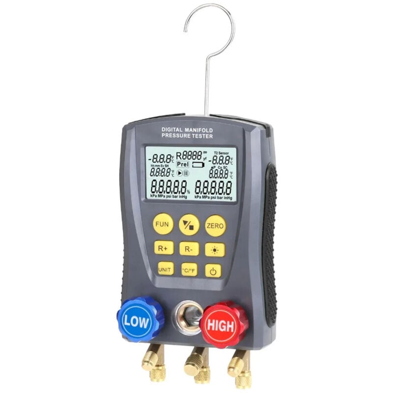 Manomètre de réfrigération numérique, testeur de collecteur de pression sous vide, testeur de température CVC, jauge de collecteur numérique,