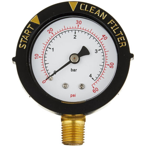 Manomètre de remplacement pour spa/piscine Pentair – 60psi – 1/4"NPT – Bas montage