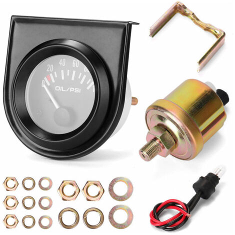 Manometre d'huile automobile reamenagement 52mm Instrument de pression d'huile automobile 0 100PSI Manometre d'huile avec capteurs 12.0V Instrument general automobile compteur de vehicule, mod