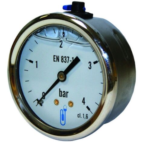 Manomètre Hydraulique à Glycérine 63mm Racc Verti 0-100 Bar