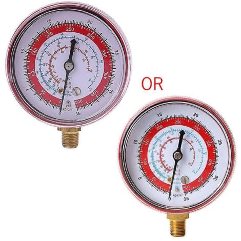 Manomètre haute pression pour réfrigérant R404/R134A/R22 (rouge) (PSI/kPa)