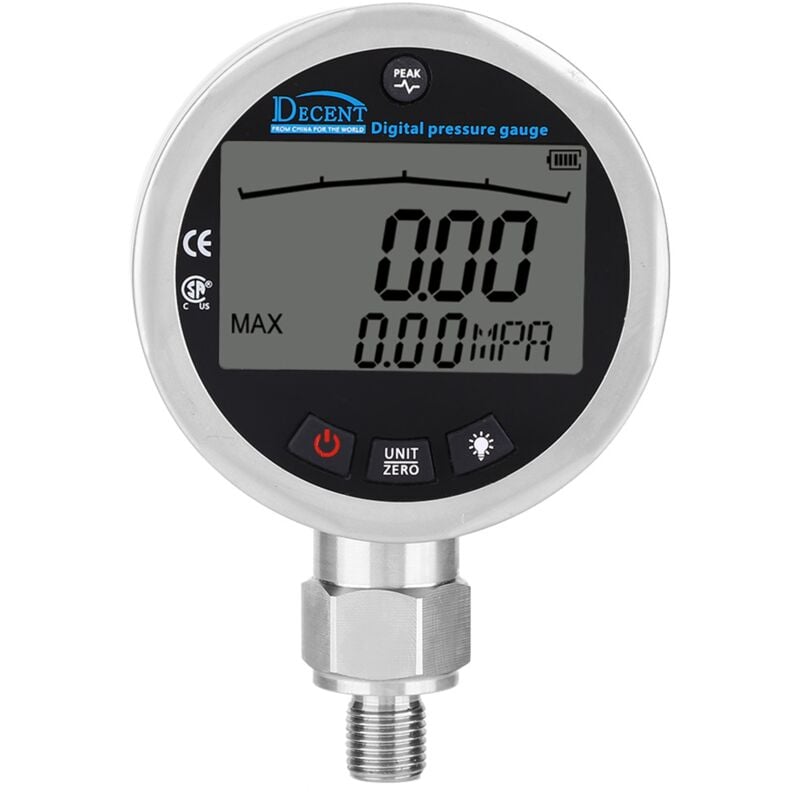 Jeffergarden Manomètre hydraulique numérique 400BAR 0‑40Mpa 5800PSI avec connecteur G1/4 pour Outils pneumatiques, systèmes d'air comprimé, machines