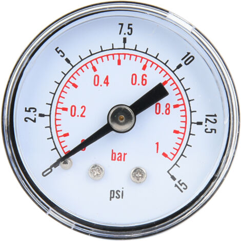 Manomètre mécanique pour air, huile, eau - Connexion arrière BSPT 1/8" (0-15 psi / 0-1 bar)