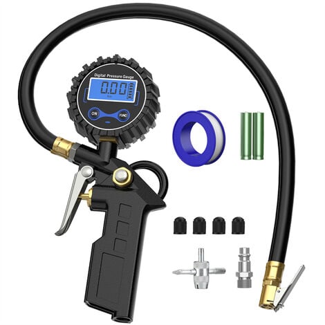 Manomètre numérique avec écran LCD Testeur de pression de pneus Gonfleur de pneus Testeur de pression d'air haute précision 255 PSI pour voiture moto voiture camion