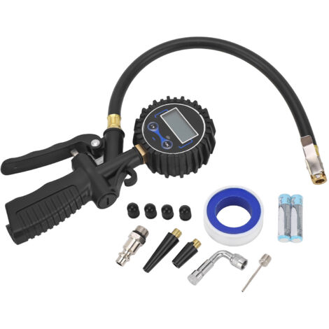 Manomètre Numérique LCD pour Pneu avec Embout Laiton 1/4 NPT, Outil de Gonflage Haute Pression 170 PSI