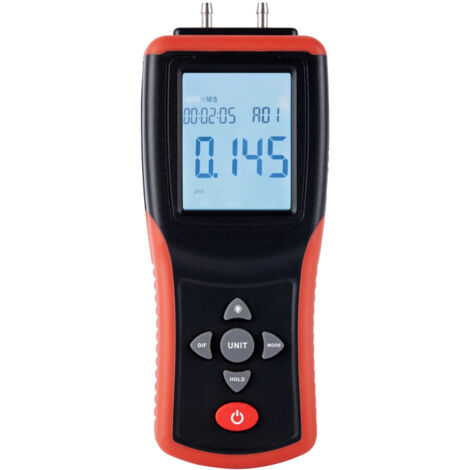 Manomètre numérique portable haute précision à double port avec écran LCD 2,4 pouces, ±2 psi, testeur de pression différentielle d'air avec 12 unités