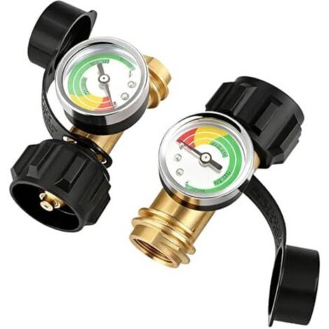 Manomètre pour bouteilles de propane avec indicateur de pression et de niveau pour bouteilles de 5 à 40 lb Compatible avec barbecue, chauffage, VR, caravane, foyer extérieur et plus encore Raccord Q