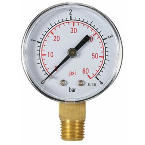 Manomètre pour eau Manomètre pour piscine 60PSI 1/4"NPT Montage inférieur, filetage en pouces Balances mécaniques Manomètre Manomètre pour eau et gaz (4 bars)