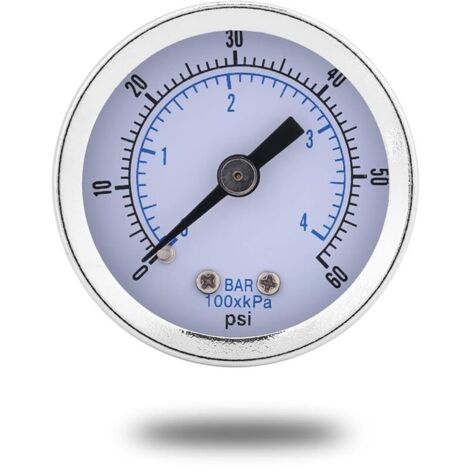 Manometre Pression, 0-60 psi 0-4 bar Filetage BSPT 1/8" Jauge de Pression d'eau pour Eau Huile Gaz