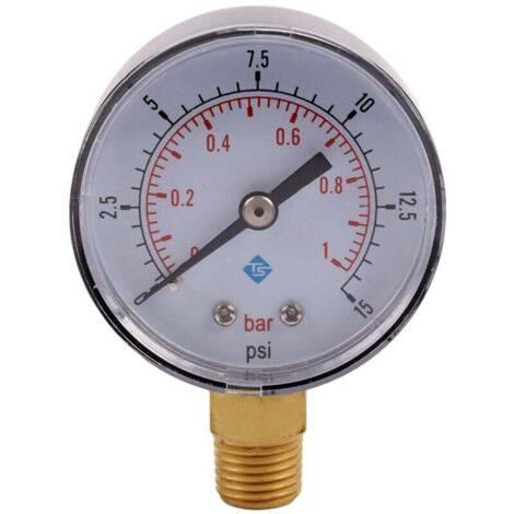 Manomètre Pression Eau 50mm 0-1 Bar 1/4 Pouce NPT Fil -50-15 Psi