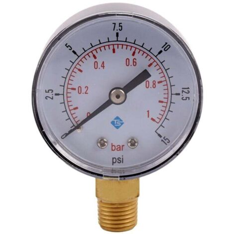 Manomètre Pression Eau 50mm 0-1 Bar 1/4 Pouce NPT Fil -50-15 Psi